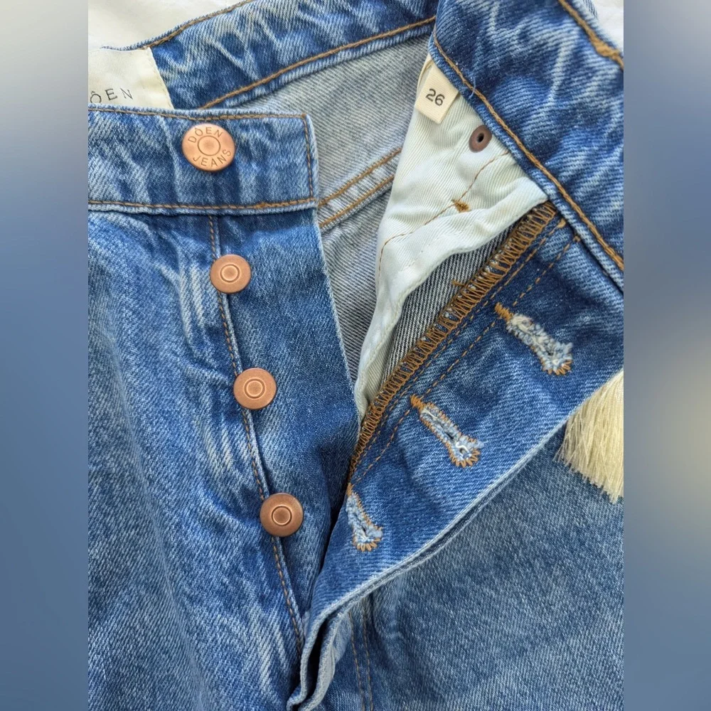 Dôen Lady Jean in Etretat Wash Blue Denim Wide Barrel Leg New NWT - Picture 7 of 10